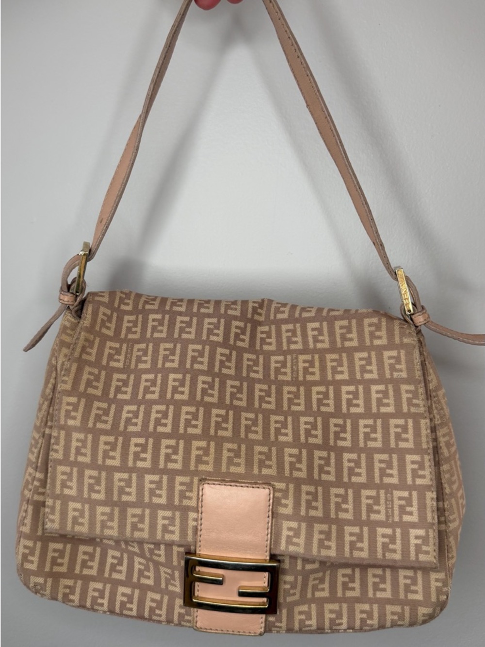 Fendi Mama Baguette Zucca Print Bag Purple and Cream